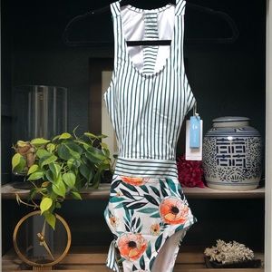 New Stripes & Poppy Print One-Piece Swimsuit